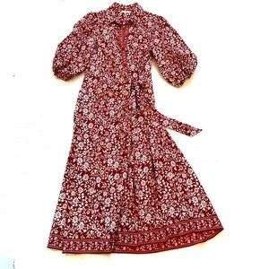 Max Studio Red Floral Faux Wrap Dress
